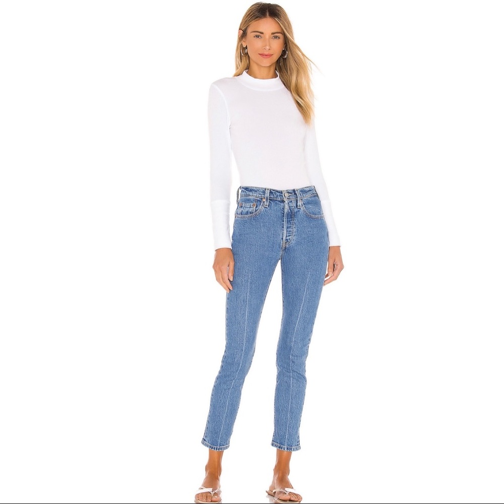 NEW FREE PEOPLE WHITE MOCK NECK RIB KNIT T-SHIRT - Picture 8 of 8